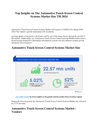 Top Insights on The Automotive Touch Screen Control Systems Market Size Till 2024