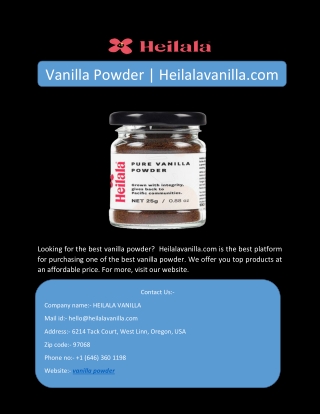Vanilla Powder | Heilalavanilla.com