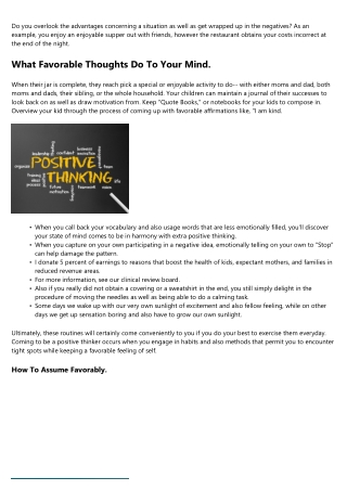 Exactly How To Believe Favorable Thoughts When Feeling Unfavorable