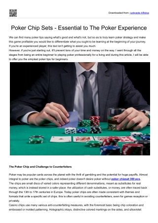 Poker Chip Sets - Essential to The Poker Experience