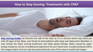 How to Stop Snoring Treatments with CPAP