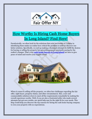 We Buy Houses Long Island | Fair Offer NY