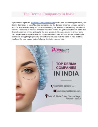 Top Derma Companies in India