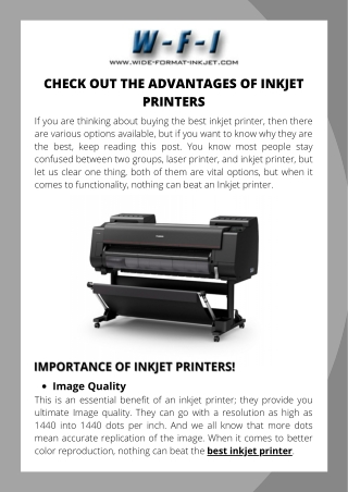 Check Out the Advantages of Inkjet Printers