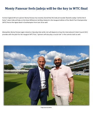 Monty Panesar feels Jadeja will be the key in WTC final