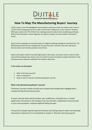 How To Map The Manufacturing Buyers