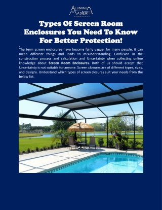 How To Get The Best Pool Screen Enclosures In Naples | Aluminum Master LLC