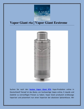 Vapor Giant rta | Vapor Giant Eextreme