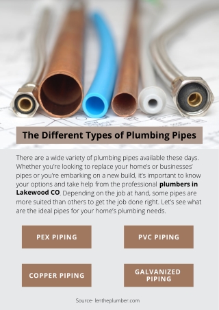 The Different Types of Plumbing Pipes