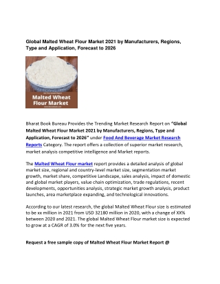 Global Malted Wheat Flour Market 2021 by Manufacturers Forecast 2026