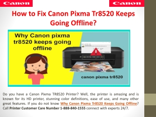 How to Fix Canon Pixma Tr8520 Keeps Going Offline 1-888-840-1555 Toll-Free