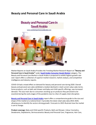 Beauty and Personal Care in Saudi Arabia