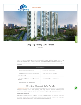 New Launch Shapoorji Pallonji Cuffe Parade Project In Mumbai