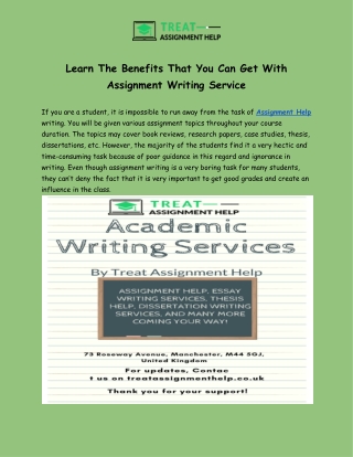 Learn The Benefits That You Can Get With Assignment Writing Service
