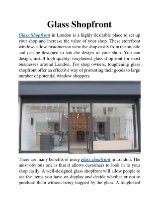 Glass Shopfront