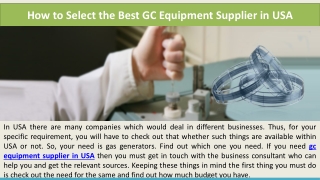 How to Select the Best GC Equipment Supplier in USA