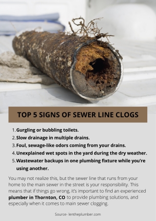 TOP 5 SIGNS OF SEWER LINE CLOGS