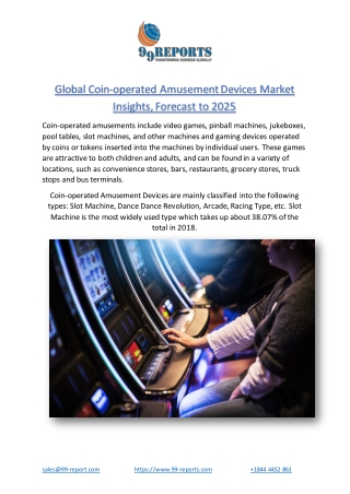 Global Coin-operated Amusement Devices Market Insights, Forecast to 2025