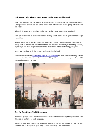 What to talk about on a date with your Girl Friend