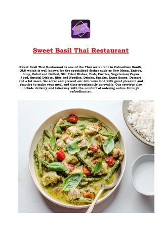 5% off - Sweet Basil Thai Restaurant Caboolture South Delivery, QLD