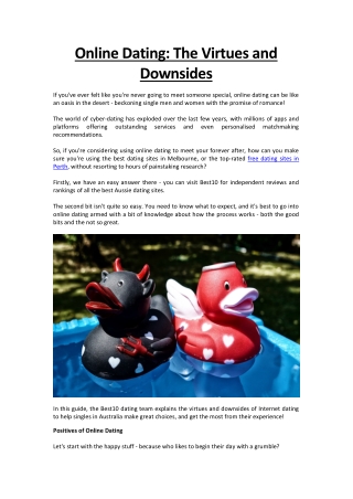 Online Dating- The Virtues and Downsides