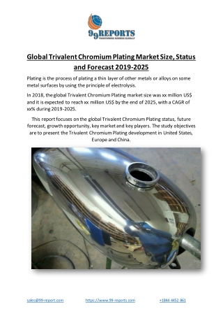 Global Trivalent Chromium Plating Market Size, Status and Forecast 2019-2025