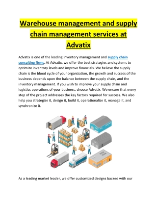 Warehouse management and supply chain management services at Advatix