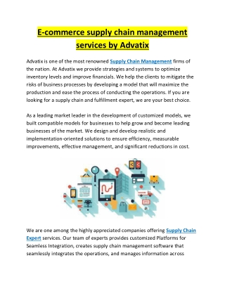 E-commerce supply chain management services by Advatix