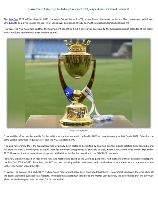 Cancelled Asia Cup to take place in 2023, says Asian Cricket Council