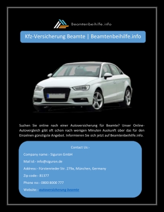 Kfz-Versicherung Beamte | Beamtenbeihilfe.info