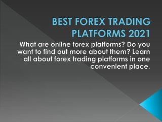 Best Forex Trading Platforms 2021