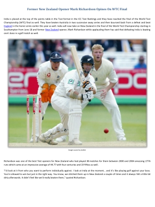 Former New Zealand Opener Mark Richardson Opines On WTC Final