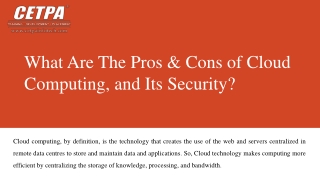 What Are The Pros & Cons of Cloud Computing, and Its Security?