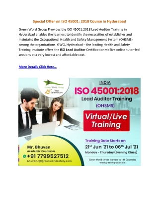 Special Offer on ISO Lead Auditor Course in Hyderabad