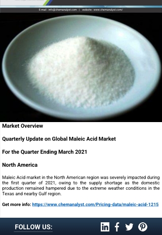 Maleic Acid Prices, News, Chart, Trend, Database | ChemAnalyst