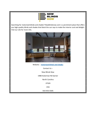 Motorized Blinds and Shades Newblindsnow.com