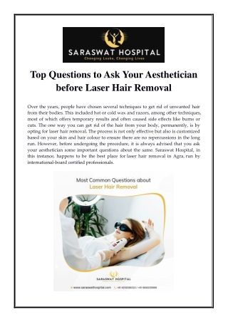 Top Questions to Ask Your Aesthetician before Laser Hair Removal