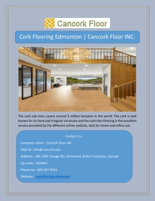 Cork Flooring Edmonton | Cancork Floor INC.