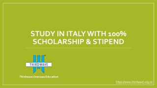 Study in Italy with 100% Scholarship & Stipend