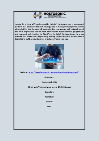 WordPress Website Hosting Provider India  Hostosonic.com