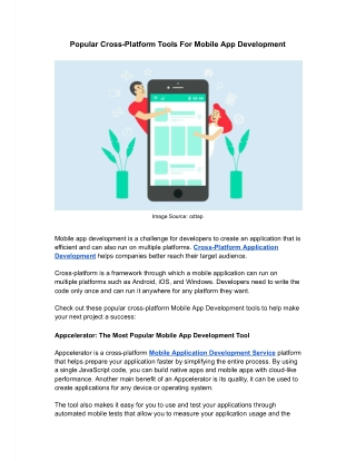 Popular Cross-Platform Tools For Mobile App Development