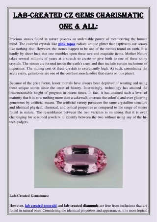 Lab-Created CZ Gems Charismatic One & All