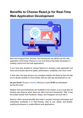 Benefits to Choose React.js for Real-Time Web Application Development