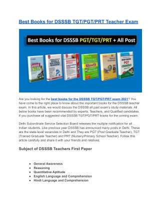 Best Books for DSSSB TGT_PGT_PRT Teacher Exam