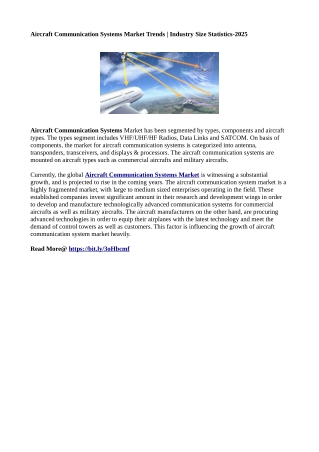 Aircraft Communication Systems Market - pdf