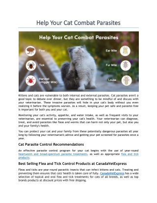 Help Your Cat Combat Parasites