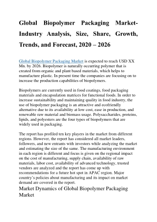 Global Biopolymer Packaging Market