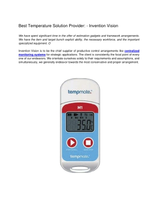 Best Temperature Solution Provider