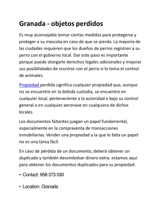 Granada - objetos perdidos