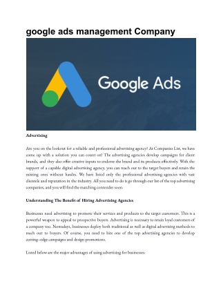 google ads management Company
